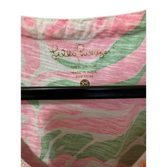 Lilly Pulitzer Bonita Cover Up Dress Tunic V Neck Mini Cotton Pink Green Size XS - Picture 7 of 10